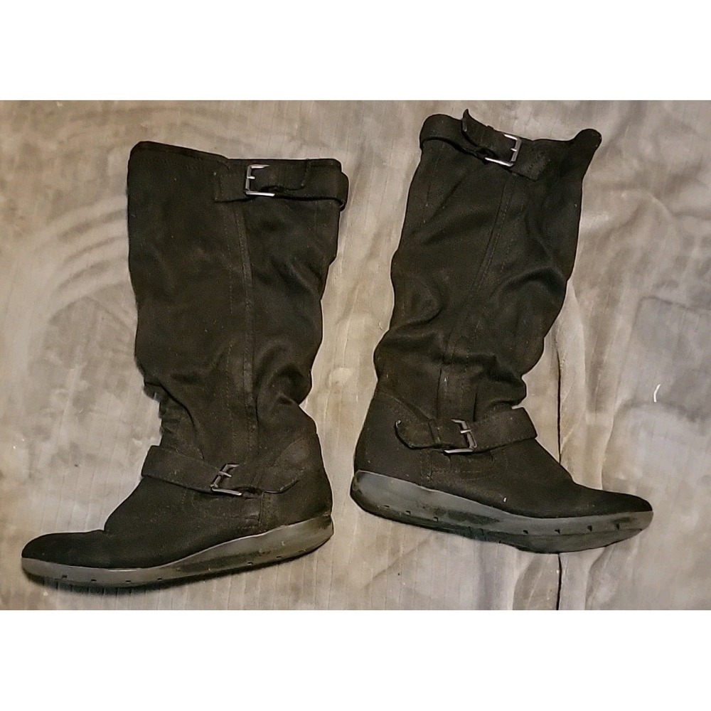 REPORT‎ Knee-High Slouch Boots  Black Faux Suede • Size 6.5